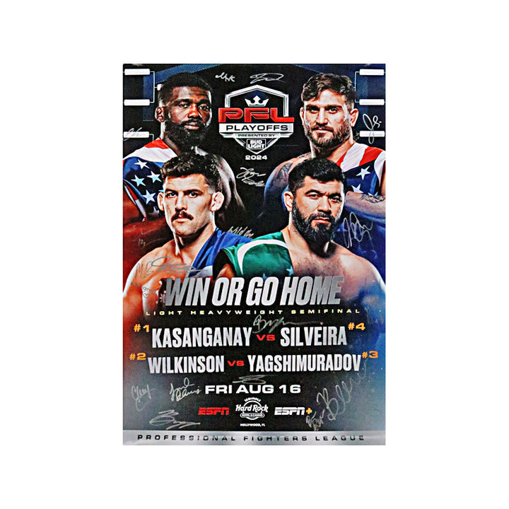 PFL 2024 Playoffs 2 Autographed Multi-Signed Event Poster from August 16, 2024 (PFL LOA)