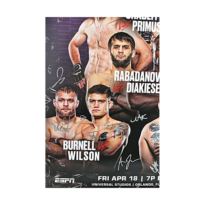 PFL World Tournament 3 - Orlando 4/18/25 Multi Autographed Signed 24"x36" Event Poster  (PFL LOA)