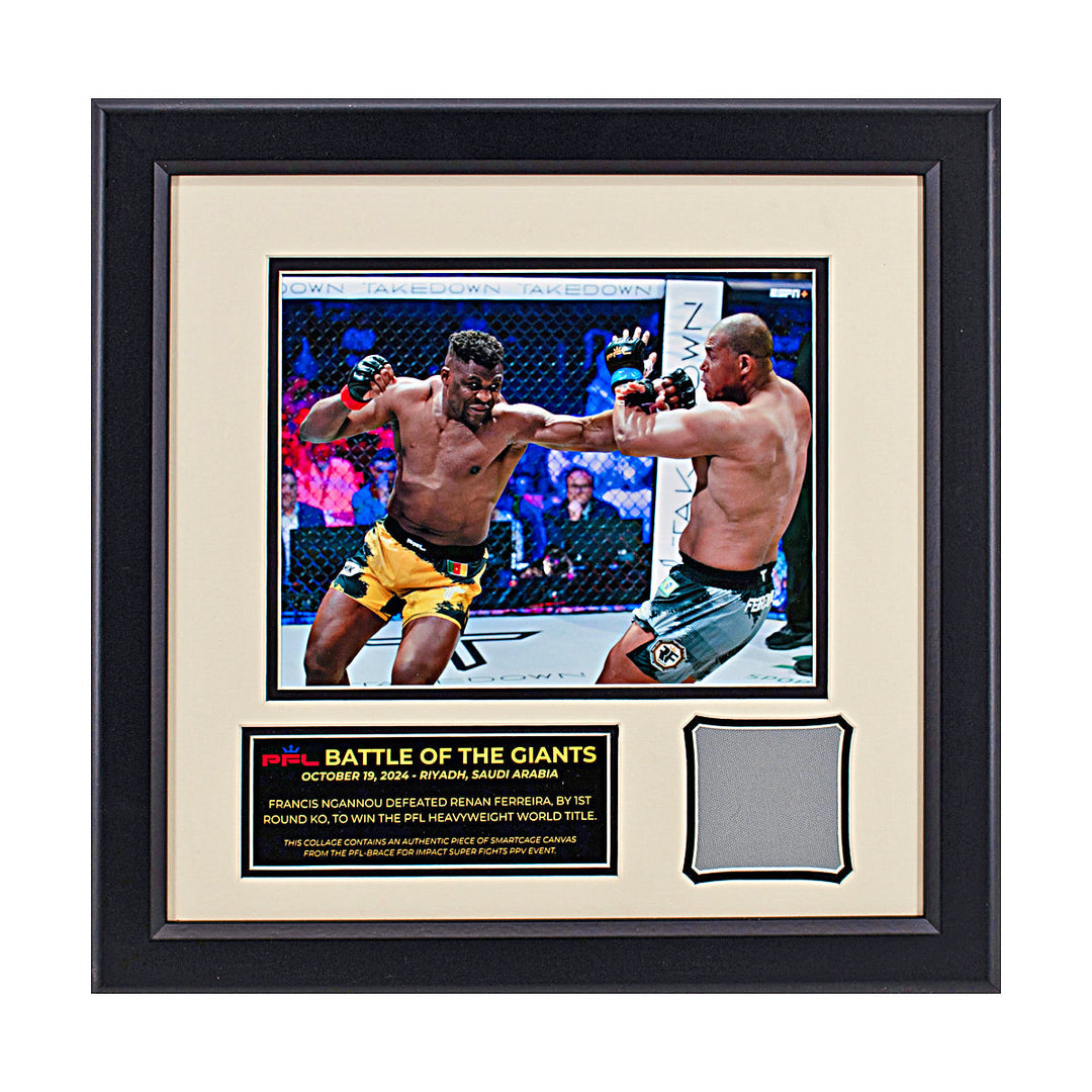 Francis Ngannou PFL Battle of the Giants Fight Used Canvas Framed Collage