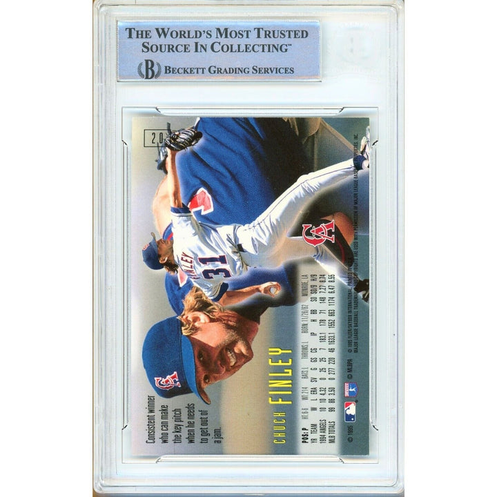 Chuck Finley LA Angels Signed 1995 Skybox Emotion Card Beckett Authentic Auto Slab