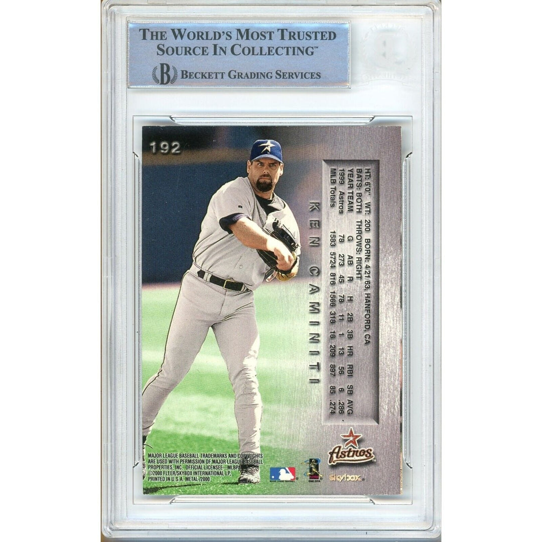 Ken Caminiti Houston Astros Signed 2000 Skybox Metal Baseball Card BAS Auth Auto Slab