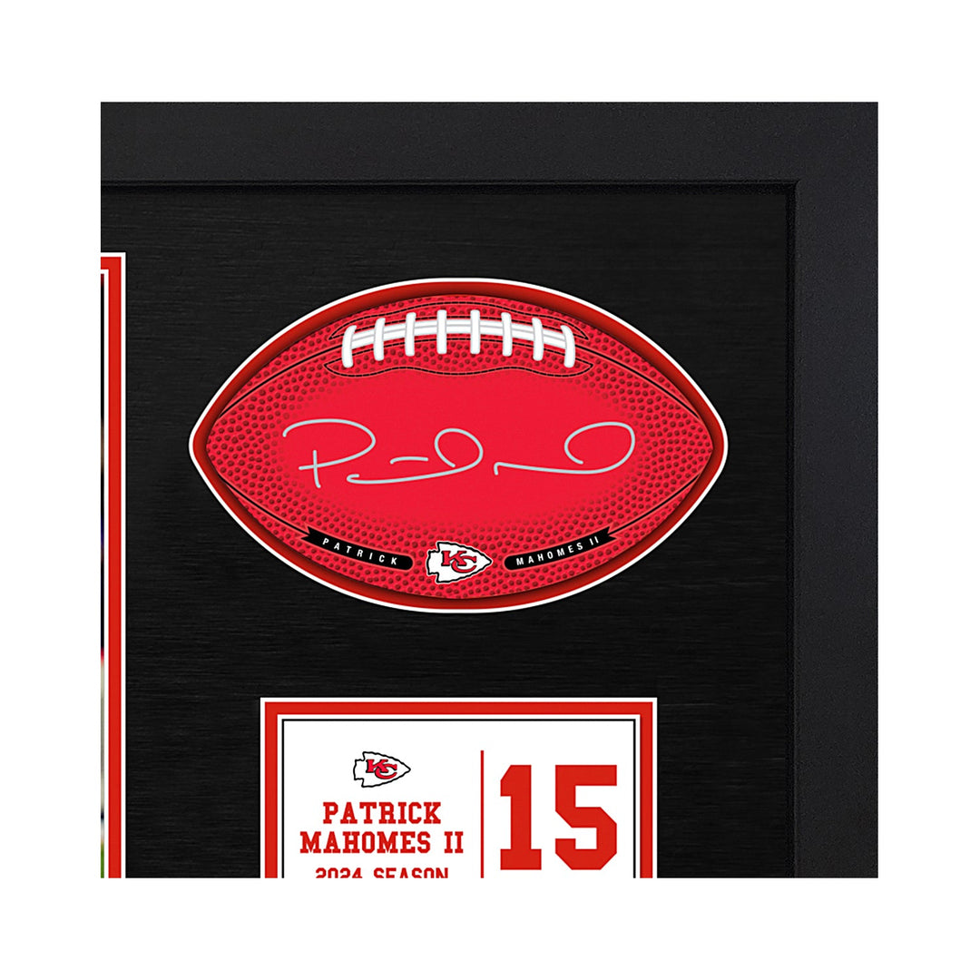 Patrick Mahomes II Kansas City Chiefs Signable With Players Facsimile Signature and Photo Display in a 15H x 22W x 0.75D High Quality Black Frame