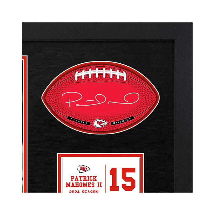 Patrick Mahomes II Kansas City Chiefs Signable With Players Facsimile Signature and Photo Display in a 15H x 22W x 0.75D High Quality Black Frame