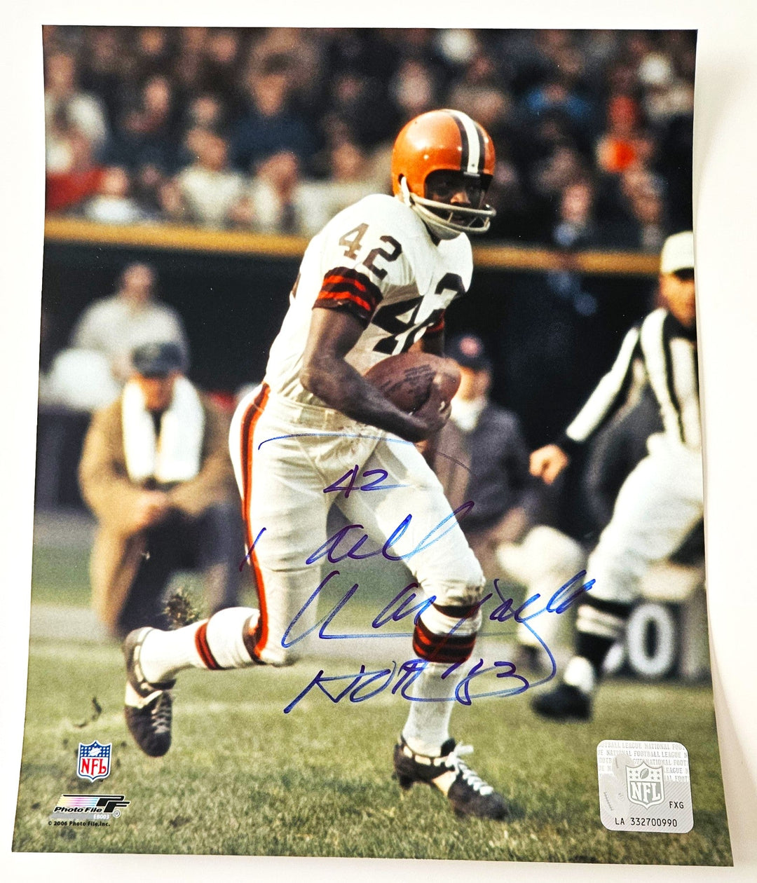 Paul Warfield Cleveland and Hall of Famer Signed 8x10 and Inscribed HOF 83 (Main Line Autographs COA)