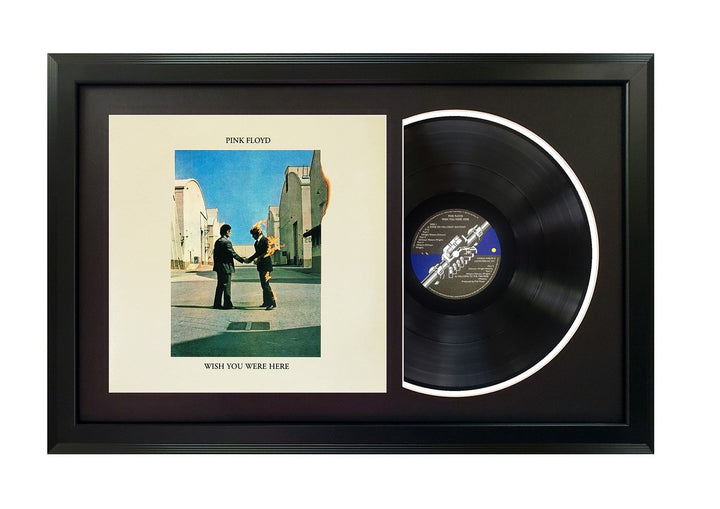 Pink Floyd Wish You Were Here Genuine Vinyl Record & Cover Professionally Framed Display with a Black Mat with Black Album