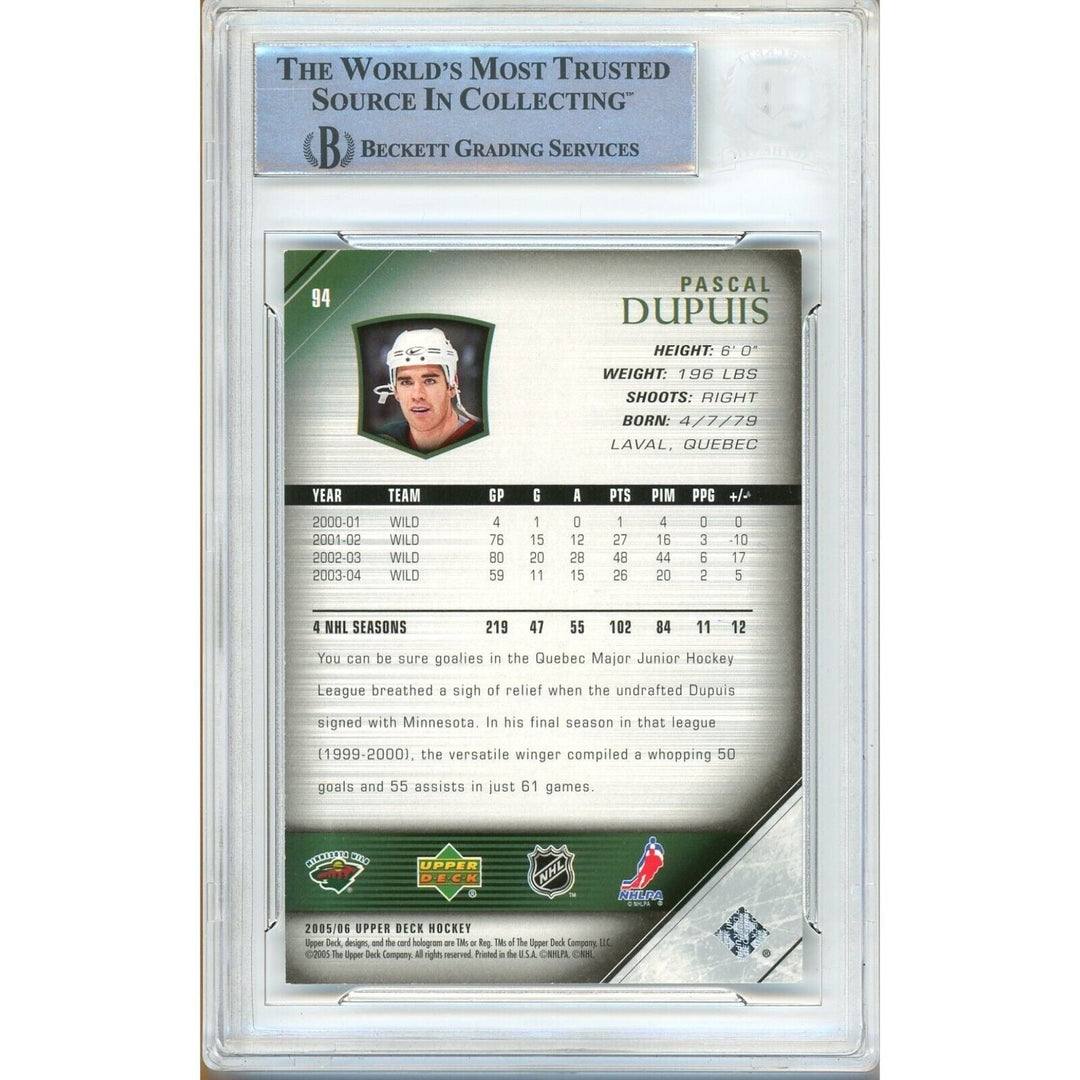 Pascal Dupuis Minnesota Wild Signed 2005-06 Upper Deck Hockey Card Beckett Auth Auto