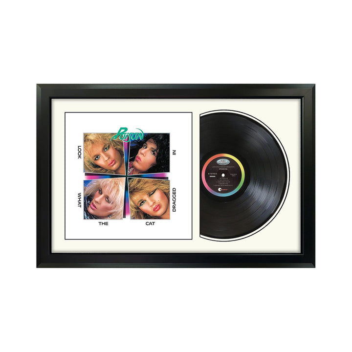 Poison Look What the Cat Dragged in Genuine Vinyl Record & Cover Professionally Framed Wall Display with a White Mat