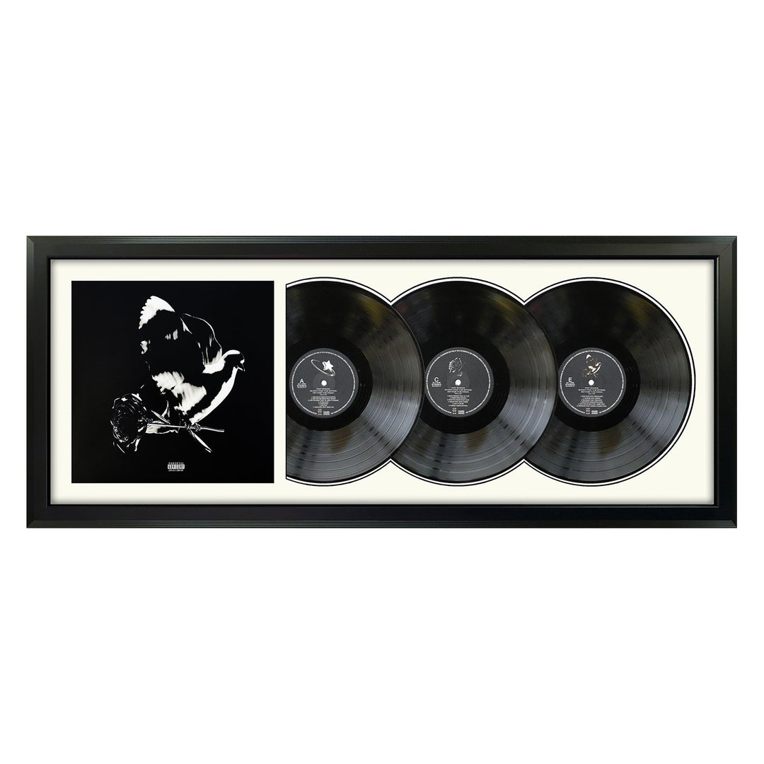 Pop Smoke Shoot for the Stars, Aim for the Moon Genuine Triple Vinyl Records & Cover Professionally Framed 17.5 x 42.5 Wall Display with a White Mat