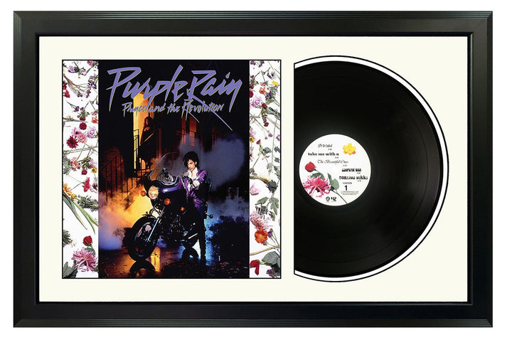 Prince and the Revolution Purple Rain Vinyl Record & Cover Professionally Framed 17.5 x 26.5 Display with a White Mat