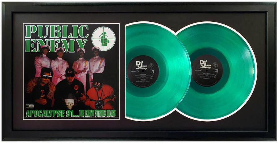 Public Enemy Apocalypse 91 Genuine Double Vinyl Records & Cover Professionally Framed 17.5 x 34.5 Wall Display with a Black Mat