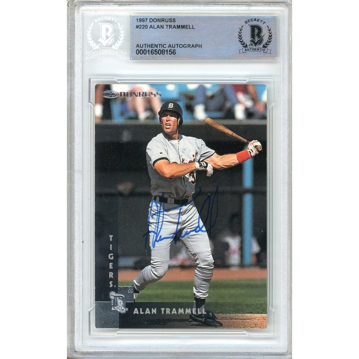 Alan Trammell Detroit Tigers Signed 1997 Donruss Baseball Card Beckett Authentic Auto Slab