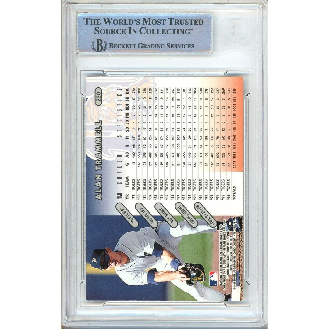 Alan Trammell Detroit Tigers Signed 1997 Donruss Baseball Card Beckett Authentic Auto Slab