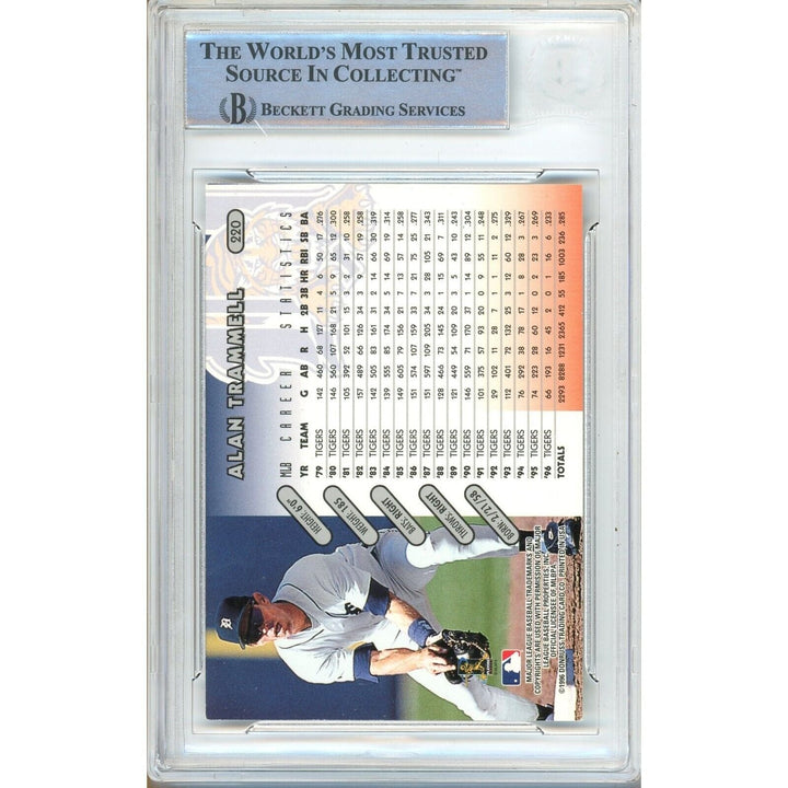 Alan Trammell Detroit Tigers Signed 1997 Donruss Baseball Card Beckett Authentic Auto Slab