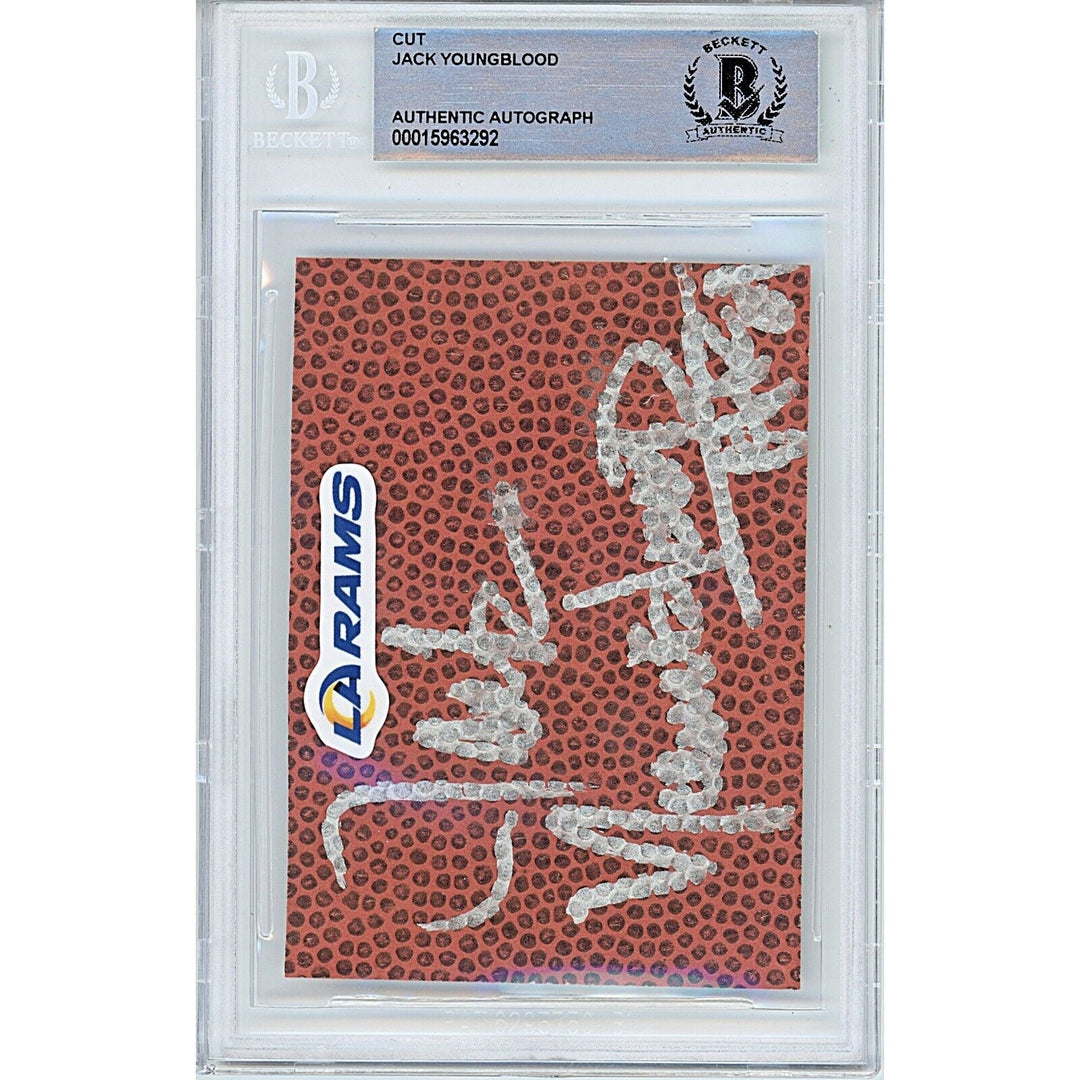 Jack Youngblood Signed Los Angeles Rams Football Signature Cut Beckett Auth Auto Slab