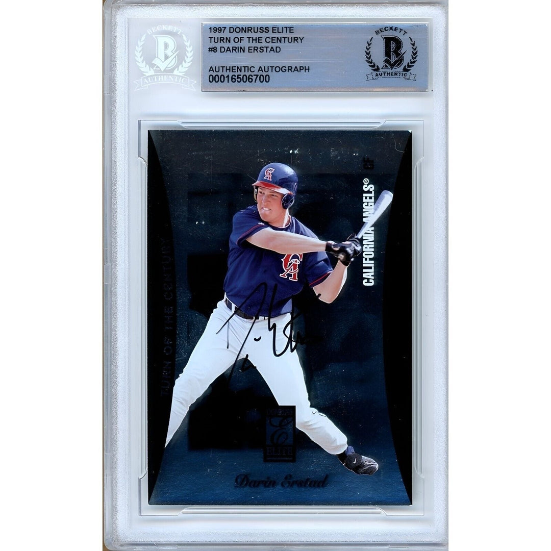 Darin Erstad LA Angels Signed 1997 Donruss Turn of Century Card Beckett Auth Auto Slab