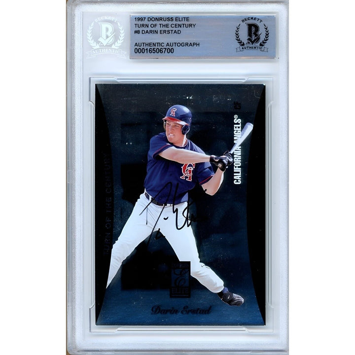 Darin Erstad LA Angels Signed 1997 Donruss Turn of Century Card Beckett Auth Auto Slab
