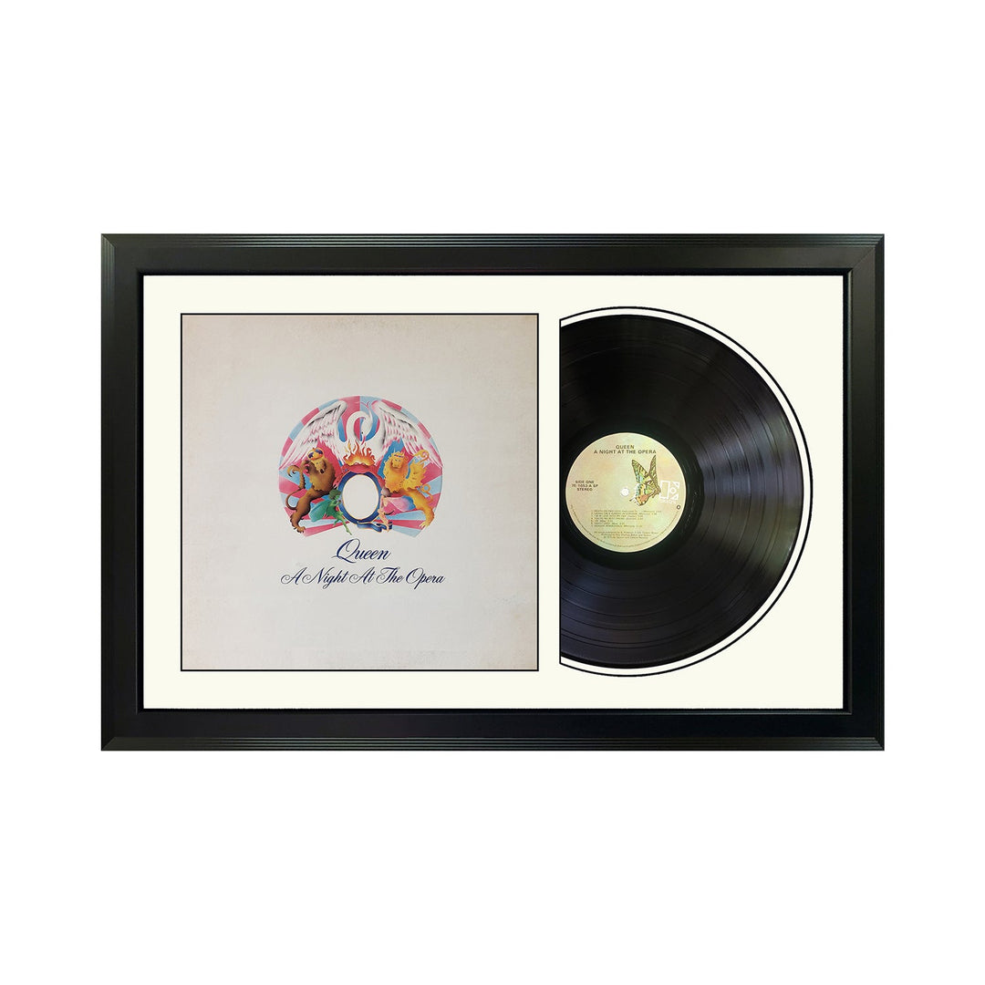 Queen A Night at the Opera Genuine Vinyl Record & Cover Professionally Framed 17.5 x 26.5 Display with a White Mat