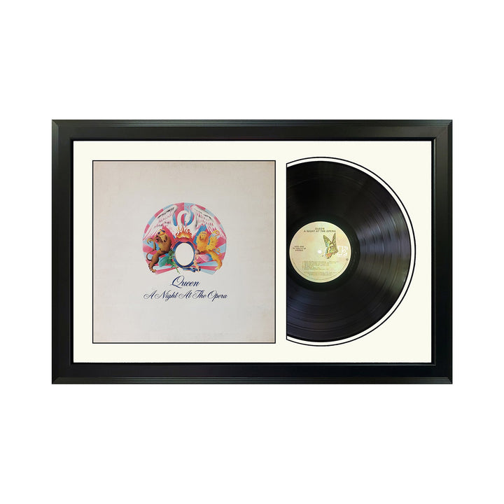 Queen A Night at the Opera Genuine Vinyl Record & Cover Professionally Framed 17.5 x 26.5 Display with a White Mat