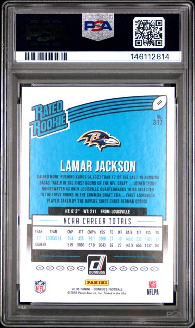 2019 Panini Donruss #317 Lamar Jackson RC Rookie PSA 10 Ravens