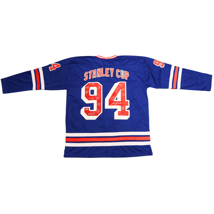 1994 New York Rangers Team Signed Autographed Blue "Champions" Custom Jersey (CX Auth)