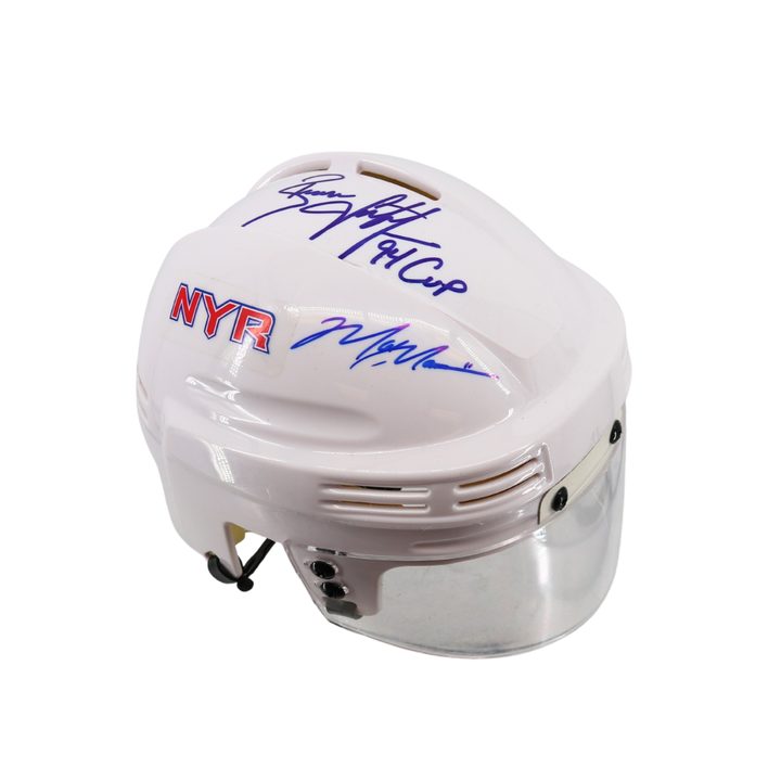 Brian Leetch/Mark Messier New York Rangers Auto Dual Signed Inscribed White Mini