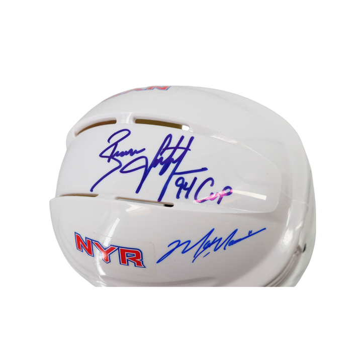 Brian Leetch/Mark Messier New York Rangers Auto Dual Signed Inscribed White Mini