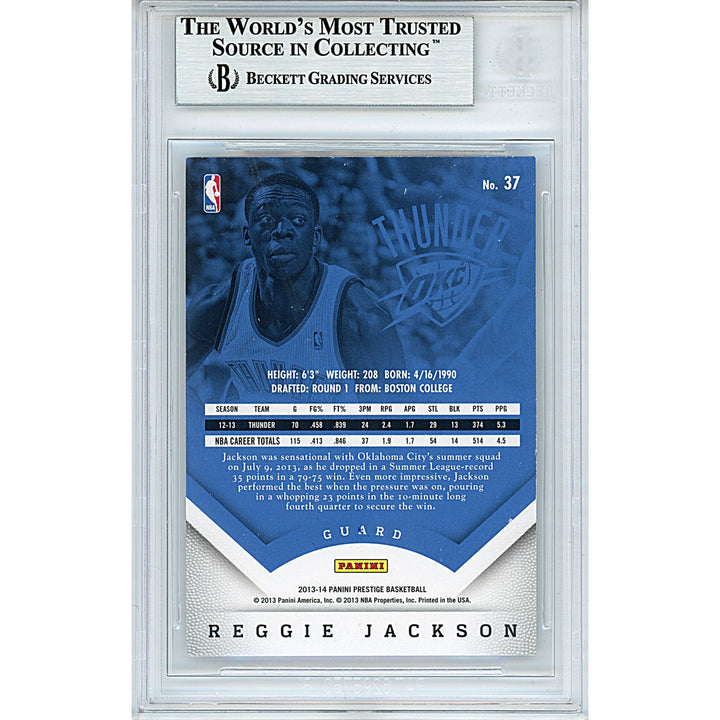 Reggie Jackson Signed OKC Thunder 2013-14 Panini Prestige Basketball Card Beckett Slab