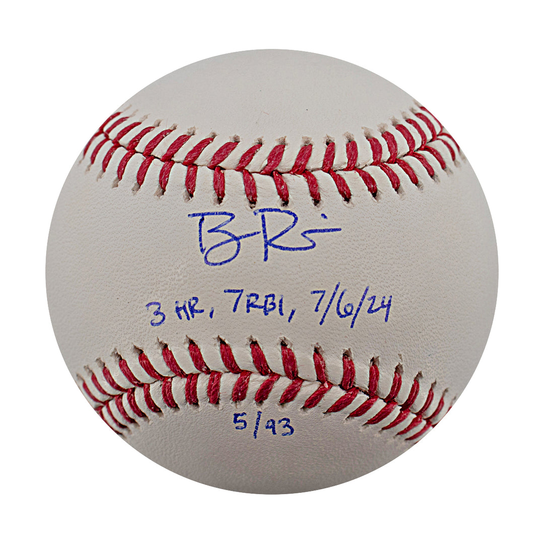 Ben Rice New York Yankees Autographed Signed Inscribed "3 HR 7 RBI 7/6/24" MLB Baseball - L/E of 93  (CX Auth)