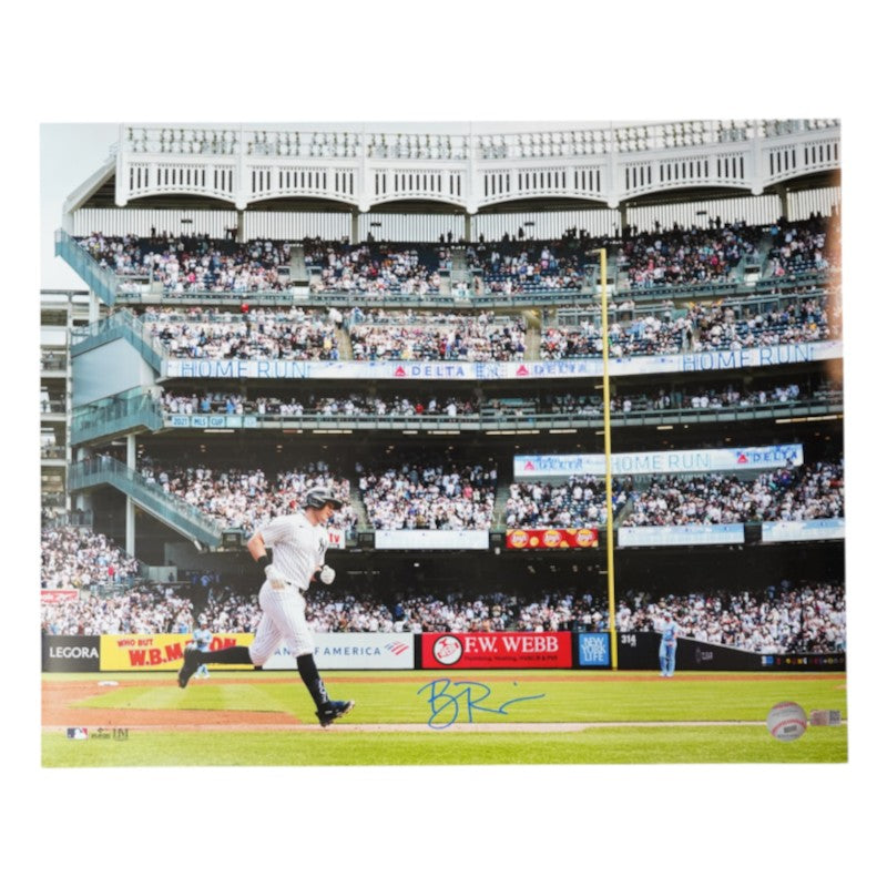 Ben Rice New York Yankees Autographed Rounding 3rd Base 16x20 Photo CX Auth