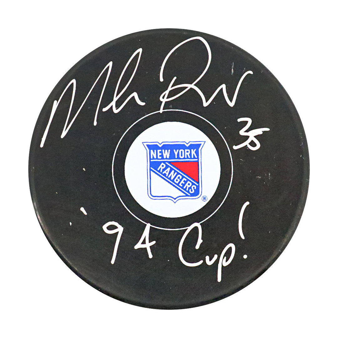 Mike Richter New York Rangers Autographed Signed Inscribed '94 Cup' Replica Rangers Puck (CX Auth)