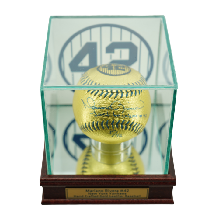 Mariano Rivera New York Yankees Autographed Inscribed Hand Stitched Gold Baseball LE of 42 (CX Auth)