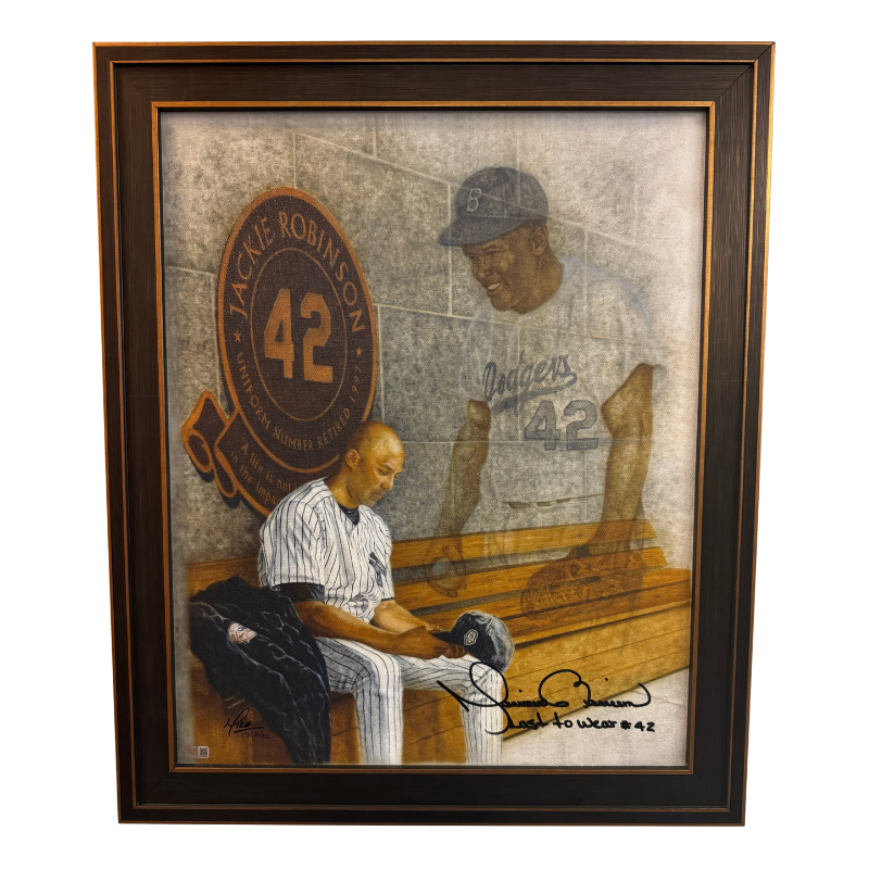 Mariano Rivera New York Yankees Autographed Signed Inscribed A Tribute to Number 42 16x20 Framed Canvas LE 42
