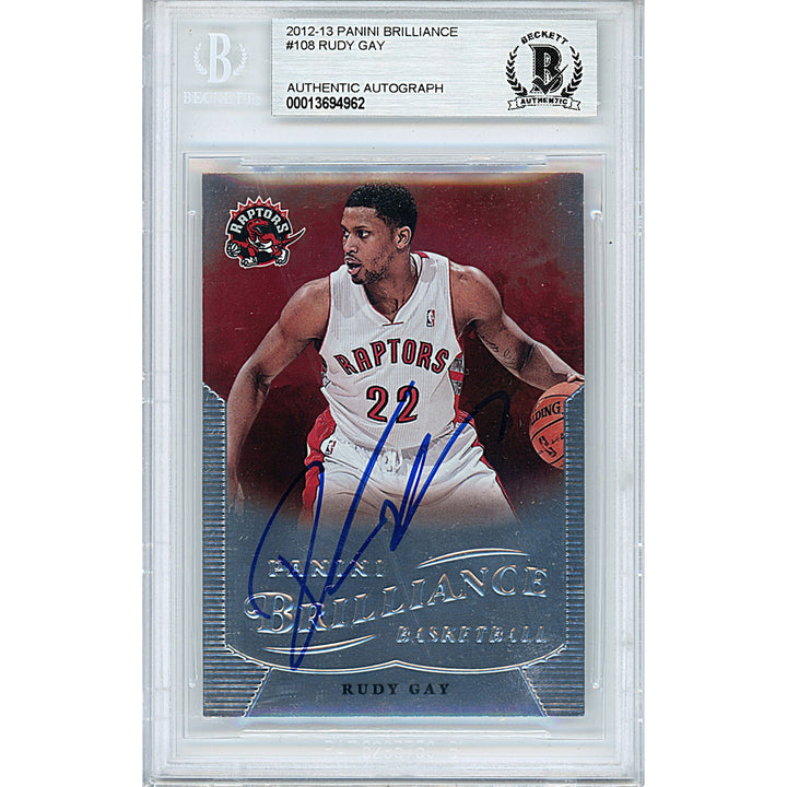 Rudy Gay Signed Toronto Raptors 2012-13 Panini Brilliance Basketball Card Beckett Slab