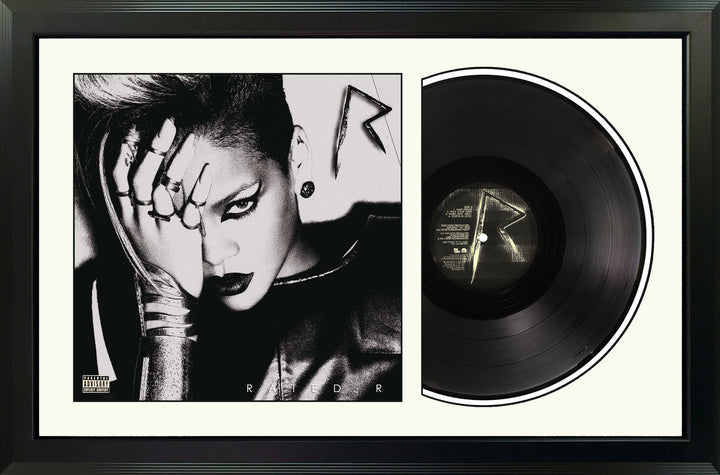 Rihanna Rated R Genuine Vinyl Record & Cover Professionally Framed 17.5 x 26.5 Wall Display with a White Mat
