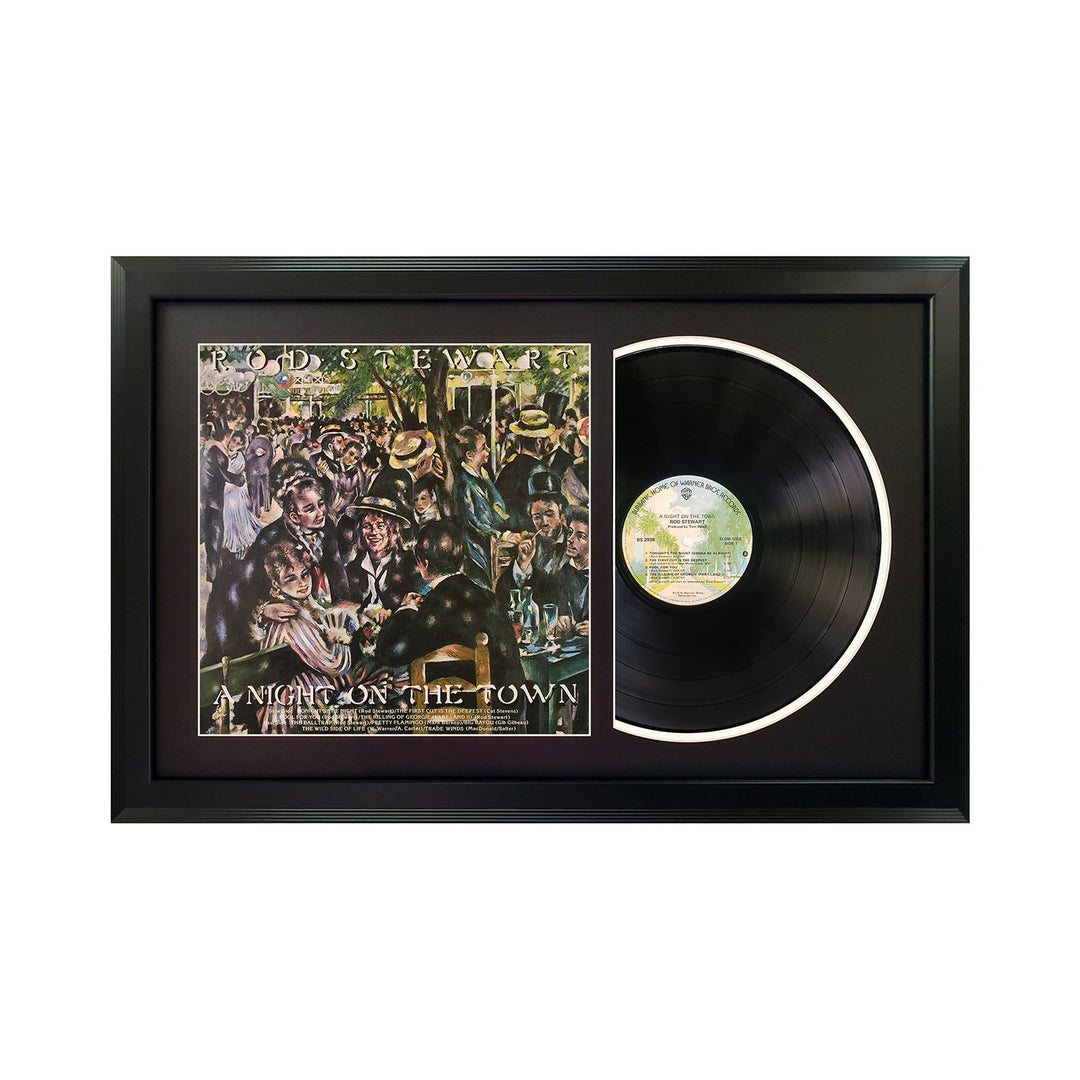 Rod Stewart A Night on the Town Genuine Vinyl Record & Cover Professionally Framed Wall Display with a Black Mat