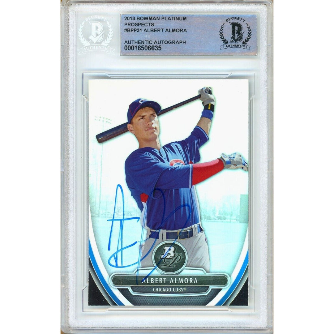 Albert Almora Chicago Cubs Signed 2013 Bowman Platinum Prospects BAS Auth Auto Slab