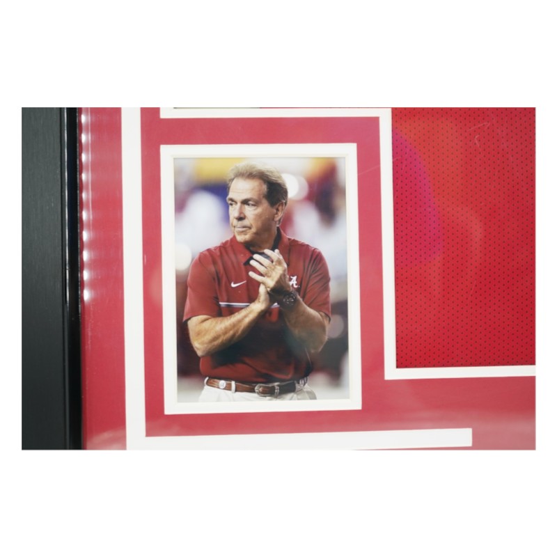 Nick Saban Autographed Alabama Crimson Tide Elite Framed Maroon Jersey PSA Holo Only