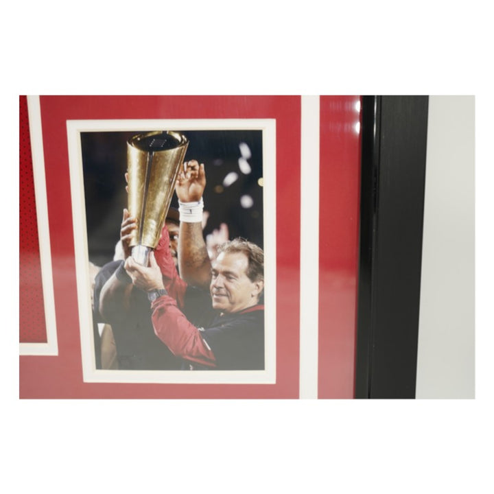 Nick Saban Autographed Alabama Crimson Tide Elite Framed Maroon Jersey PSA Holo Only