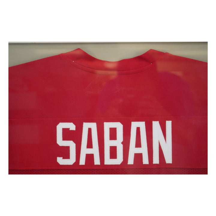 Nick Saban Autographed Alabama Crimson Tide Elite Framed Maroon Jersey PSA Holo Only