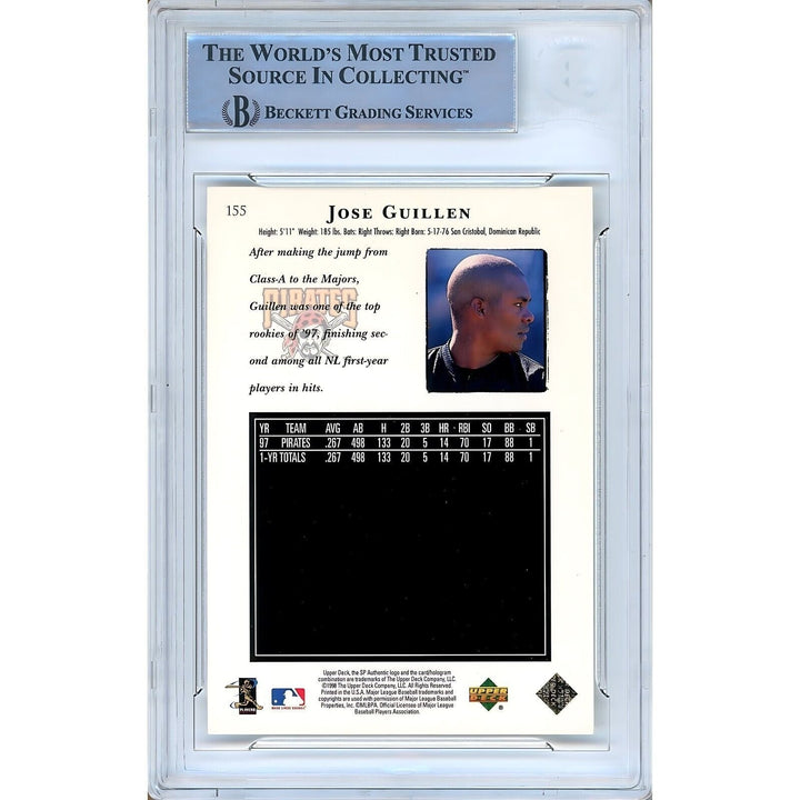 Jose Guillen Pittsburgh Pirates Signed 1998 SP Authentic Card Beckett Authentic Auto Slab
