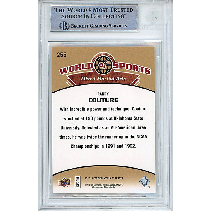 Randy Couture UFC Signed 2010 Upper Deck WOS MMA Trading Card Beckett Auth Auto Slab