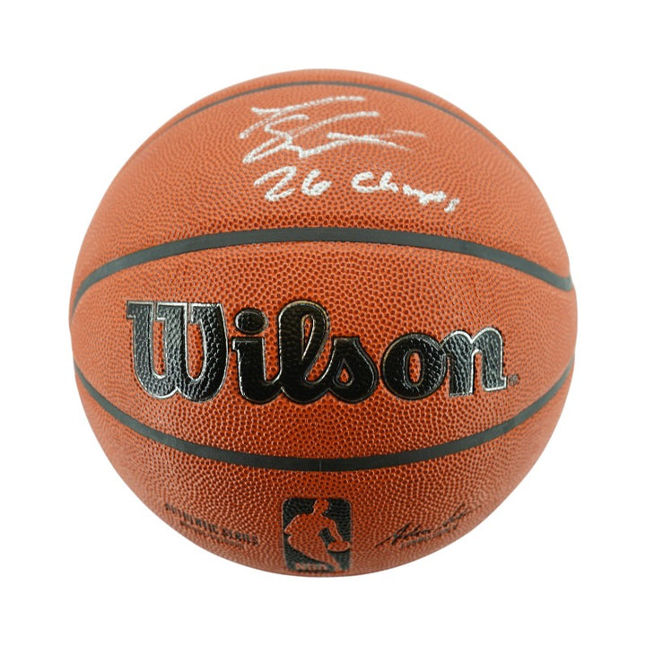 Landry Shamet New York Knicks Autographed Inscribed 26 NBA Champs Wilson NBA Basketball CX Auth