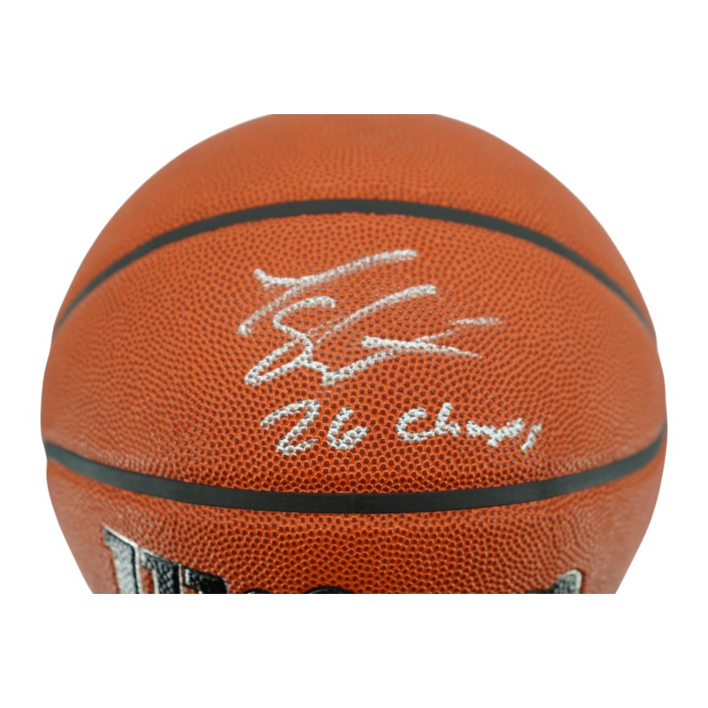 Landry Shamet New York Knicks Autographed Inscribed 26 NBA Champs Wilson NBA Basketball CX Auth