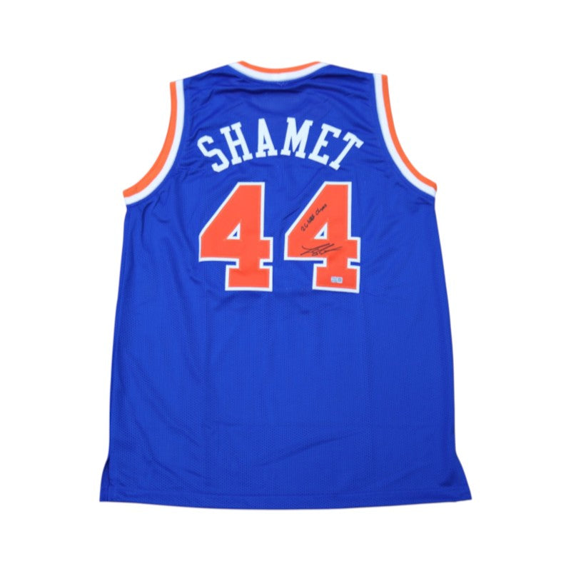 Landry Shamet New York Knicks Autographed Inscribed 26 NBA Champs Pro Style Blue Jersey CX Auth