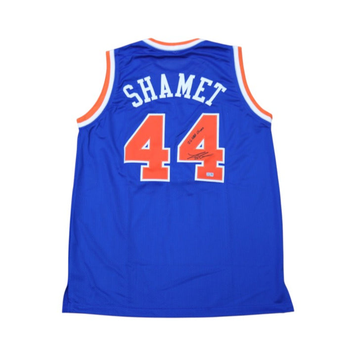 Landry Shamet New York Knicks Autographed Inscribed 26 NBA Champs Pro Style Blue Jersey CX Auth