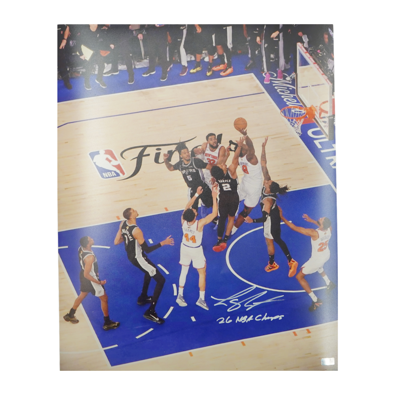 Landry Shamet New York Knicks Autographed Inscribed 26 NBA Champs OG Tip Play 16x20 Photo CX Auth