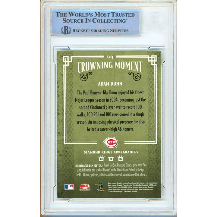 Adam Dunn Cincinnati Reds Signed 2005 Diamond Kings Baseball Card BAS Auth Auto Slab