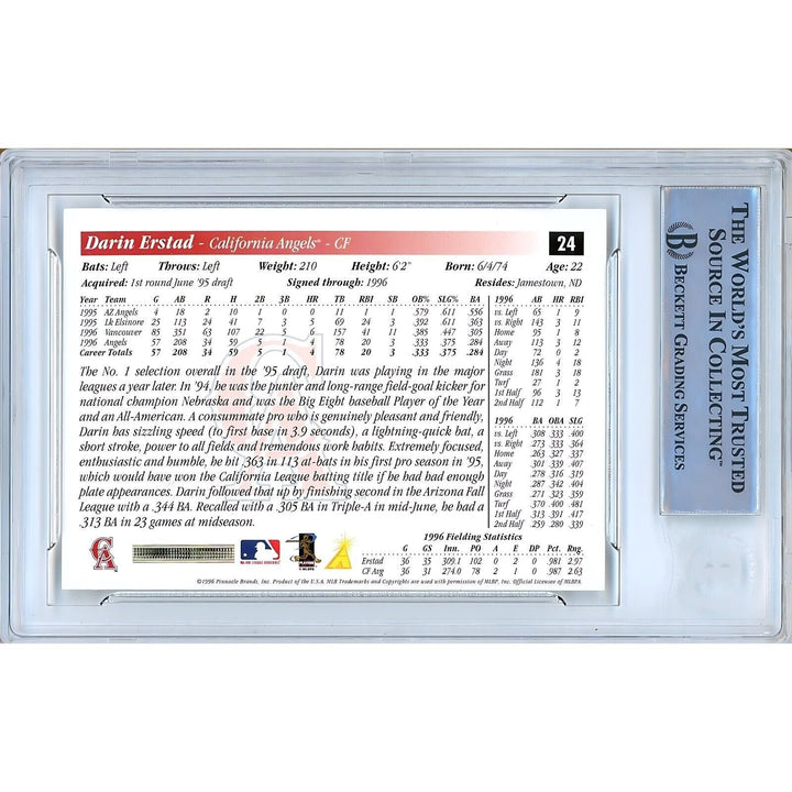 Darin Erstad LA Angels Signed 1997 Score Baseball Rookie Card Beckett Authentic Auto Slab