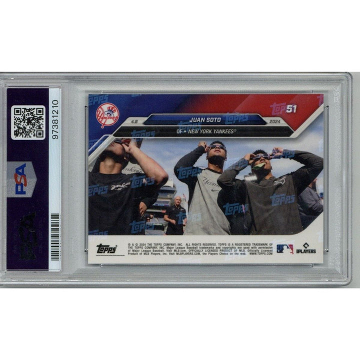 Juan Soto New York Yankees Autographed Signed 2024 Topps Now #51 Blue Parallel Card #41/49 (PSA 9/10 Auto #97381210)