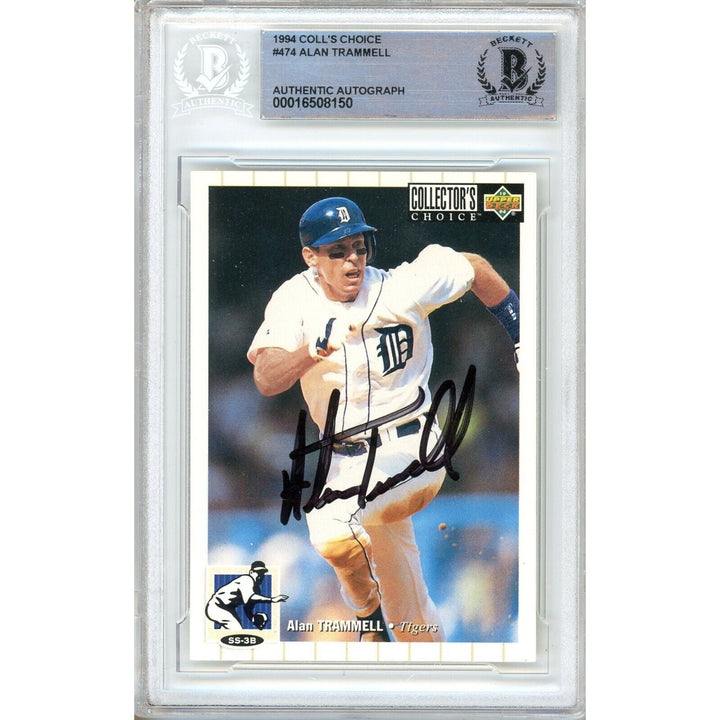 Alan Trammell Detroit Tigers Signed 1994 Collectors Choice BAS Auth Auto Slab